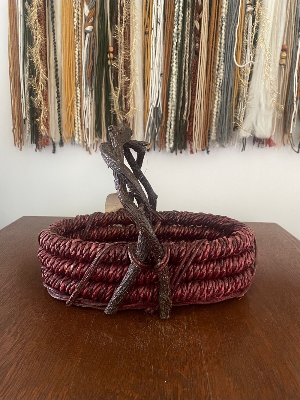 Brown and deep red decorative basket